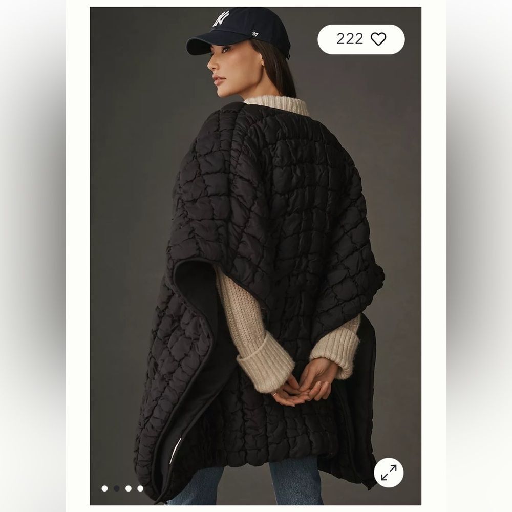 Anthropologie Oversized Puffer Kimono in Black One Size - Picture 3 of 7
